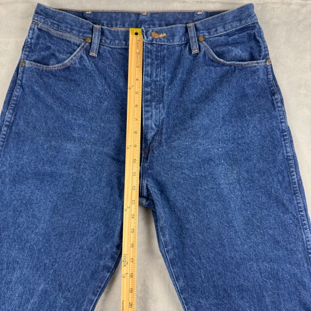 Wrangler 13MWZPW Cowboy Cut Jeans Mens 36x36 Indigo Straight Leg Y2K Made in USA - Picture 5 of 11